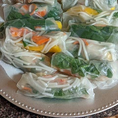Accidentally got larger rice noodles but delicious and fun to make nonetheless. 