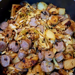 Cooked the brauts in the air fryer and cut and added at the end. I thought the flavor was very good but felt it was missing something.  Hubby loved it! Said it had a great German flavor.