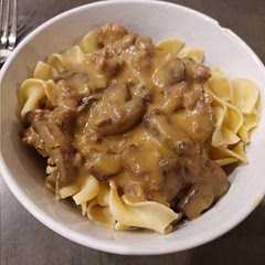 Added half a can of golden mushroom soup (Campbells) and reduced the amount of sour cream. Also omitted the onions because my kids are not fans. Really love how it turned out!! Great comfort food!