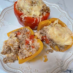 I added more cheeses melted within the meat as well, cause… cheese. I put Gouda/Parmesan on top as they are my faves and white rice instead of brown. Just personal preference too. Hubby loved it.