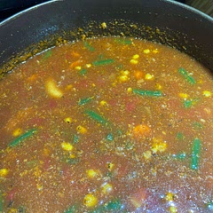 I added frozen corn,green beans and carrots, dehydrated onions.