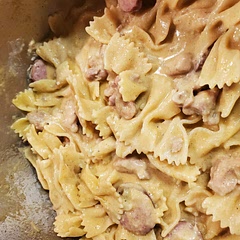 Adults loved this, the kids thought it was too spicy. I cooked the chicken and sausage in some of the Cajun seasoning and added diced vidalia onion. Used bow tie pasta. I measured with my heart with the rest of the seasoning and the cheese. Also recommend simmering with lid off so liquid will cook down some. Possibilities are endless with add-ins. In the future I think I will add some shrimp, mushrooms, diced bell peppers, and spinach to name a few.