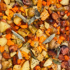 We added peppers, carrots, garlic and onions. 
Added some other seasonings as well (whatever sounds good lol). Super easy & good!