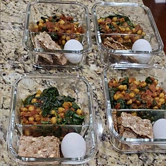 Meal prep with hard boiled egg and WASA crisp bread, 86 cumin and substitute 1/2 curry with garam masala 
