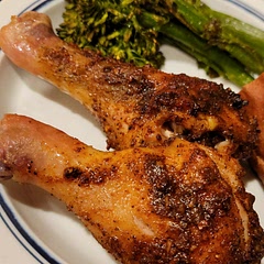 Followed guidance of a prior poster to place chicken on a rack to make it more crispy. Reduced cooking time by a few minutes and squeezed lime on meat before serving. 