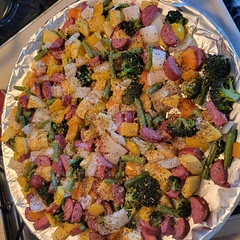 I used acorn squash instead of sweet potatoes, added green beans, and an extra pepper. 