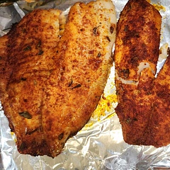 Pretty good. Will definitely be using the dry rub again for chicken as well! I didn't flip the fish and cooked for 8 min straight it was flaky but not dry. I will be using it in fosh tacos next time!