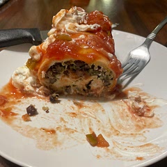 Added chicken and quinoa…and rounded up everything to the whole number. Eating with salsa and sour cream!! Cooked everything in the instapot
