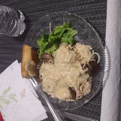Pulled the breast apart a little and added some sauteed mushrooms. It was so flavorful and creamy. Had plenty of leftovers for the next night. Added a little chicken broth while reheating and it was just as good as the first night