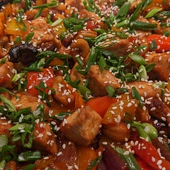 A really yummy go-to recipe. The sauce thickened better when I put the oven on broil towards the end. 