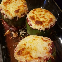 Broiled for 5 minutes on high after adding the cheese to the top.  It was delicious!