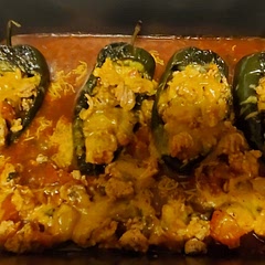 Took very long to roast peppers, cook and simmer meat, and then bake. Interesting flavor but im torn on if it was worth all the effort