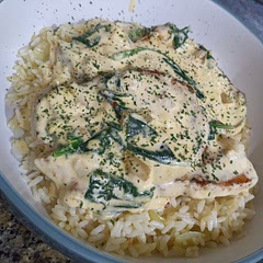 Used the sauce ingredients for 4 people to ensure plenty for each of us. Served with fried onion rice. Delicious and easy to cook!