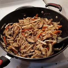 Added way more cabbage and carrot.  Happened to be out of Worcestershire sauce, subbed tonkatsu sauce.
