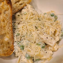 In the video, he throws in peas instead of spinach. This recipe is incredibly fast & easy.