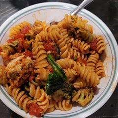 I didn't have fresh basil so I just added dried basil into the sauce. Really good! Even my kids liked it.  