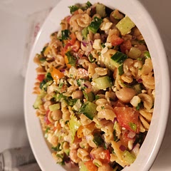 This is delicious. As another person noted, I also added pasta (8.8 oz of chickpea rotini). I did not change the amount of dressing, but added a tad more EVOO. I also used cilantro instead of parsley because I bought the wrong herb.