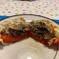 Made these with 3 peppers (6 halves) and still had leftover filling - loved the broiling effect!