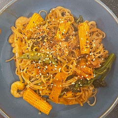 I forgot to marinate the shrimp but made the sauce over the noodles - delicious. I also added some harissa paste but only because I love spicy food