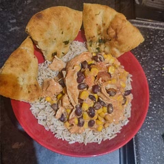 Extremely easy to make - just throw it all in the slow cooker and leave it to cook.
I cooked it on high for 4 hours and served with wholewheat basmati rice and garlic bread. 
My 3 year old son wasn't a fan but it was enjoyed by the adults. 