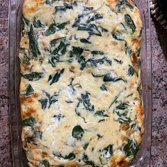 Was delicious. I added diced baby red potatoes. It took 30-40 minutes in the oven. Definitely recommend if you make it add in turkey bacon or any bacon bits.