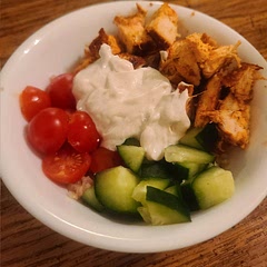 I'm allergic to chickpeas so I left those out, but the chicken is wonderful and so is the spiced Greek yogurt! This will definitely be a goto recipe for me and it makes enough to take to work!