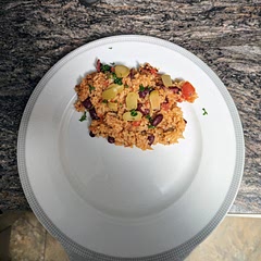Great base rice recipe with good portions. Personal touch: i'd add chorizo sausage next time