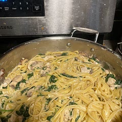 I added some spinach and some chicken. Simple dish that hits the spot!