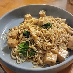 I added some mirin and sake to the sauce and then added in some tofu and spinach. It's definitely a go-to easy delicious meal 