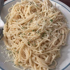 I added some parsley and extra parmesan to the top and it's delicious. For a creamier sauce you could also save a little pasta water and add it. For a seasoning I used "Jane's Krazy Mixed Up Salt" and it's pretty good.