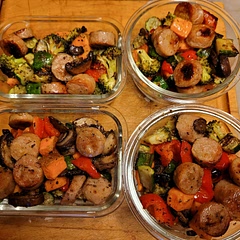 I used apple chicken sausage from Trader Joe's this time, super yummy. I love this recipe!