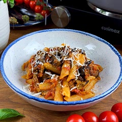 Use ricotta salata for the traditional recipe if you can find it.
You can also use dollops of soft ricotta cheese
You can use vegan parmesan when serving the vegan version.