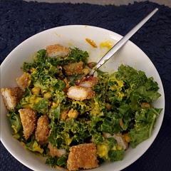 Added chicken tenders for more protein. Good salad. Different and I liked that. But the carrot dressing not my fave. 
