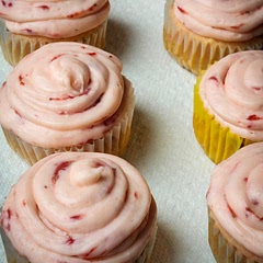 Delicious! I didn't have Sour cream so I used cream cheese loosened up with a couple tablespoons of milk instead.
The frosting is incredibly sweet but that's usually expected. The taste of strawberries is well incorporated throughout.