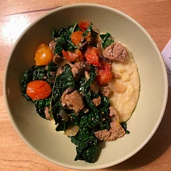 used this recipe mainly for the vegan polenta instructions. halved it, used oat milk, and hot water + a little veg bouillon cube instead of veg broth. didn't add miso paste or nutritional yeast. came out so good
