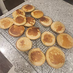 Doubled and added 2 tablespoons of peanut butter and swapped for whole milk for my kid. They are great and really fluffy.