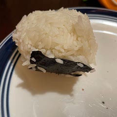 This was tasty, but the balls kind of fell apart. I could only get them to more or less stick if I formed them into actual balls, not triangles. Next time I think I will use sushi rice instead of jasmine.