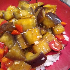 Nobody told me that eggplant floats. So I wasn't able to do anything while the eggplant was boiling because I had to stand there with a slotted spoon and keep pushing it under water. Except for that, this is a good recipe if you like eggplant.