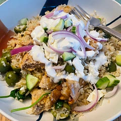 1. Easier with ground chicken, but for better crispiness use skin-on thigh or breast
2. Added red onion, cucumber and tzatziki
3. Look up what’s in zatar before buying it, you probably already have most of the ingredients