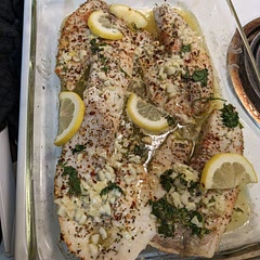 Baked at 400 degrees and added cilantro instead of parsley. Pretty good.