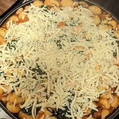So easy to make and delicious the spicy chorizo is just perfect. I topped off with pesto when I severed. Amazing.