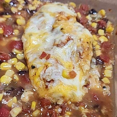 Quick easy meal. I loved it. 
I altered the recipe a little. Instead of green chiles I used rotel. Served with guacamole instead of sour cream.