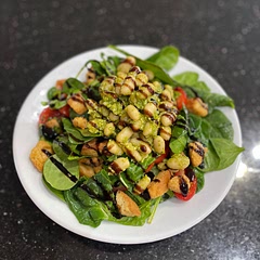 So good! I used a spinach/arugula mix but I think I’d use romaine next time!