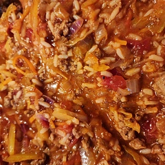 Okay, this is seriously easy and seriously good. I went the easy peasy route and used bagged coleslaw for the veggies. 