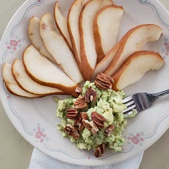 I omitted the onions and added celery and topped with pecans for crunch. Substituted greek yogurt for mayo and doubled the lime juice 