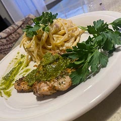 Made with baked chicken thighs, tossed the used lemon peels into the roasting pan with them and the whole meal came together in about half an hour