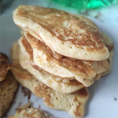 It is not very sweet, but I ate them with maple syrup, so it's fine. Other than that, very easy to make and delicious. Also, we ate about 4 servings per person.