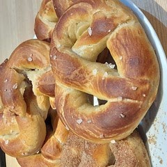 Tried this recipe it turned out great, I recommend it thought only using about half or three quarters the amount of salt. They are great with cinnamon sugar.