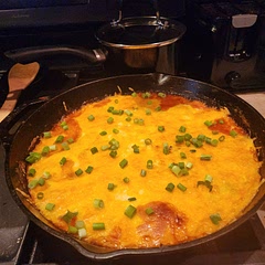 Used sour cream and butter instead of cream cheese, out of necessity. We'll see how it goes.