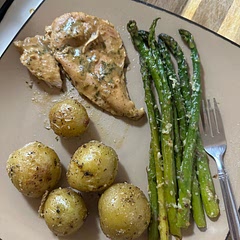 These turned out great. Didn’t cut them in half but they were still perfect. Paired them as a side with Dijon chicken and garlic Parmesan asparagus. This may be my go to way to make baby potatoes from now on